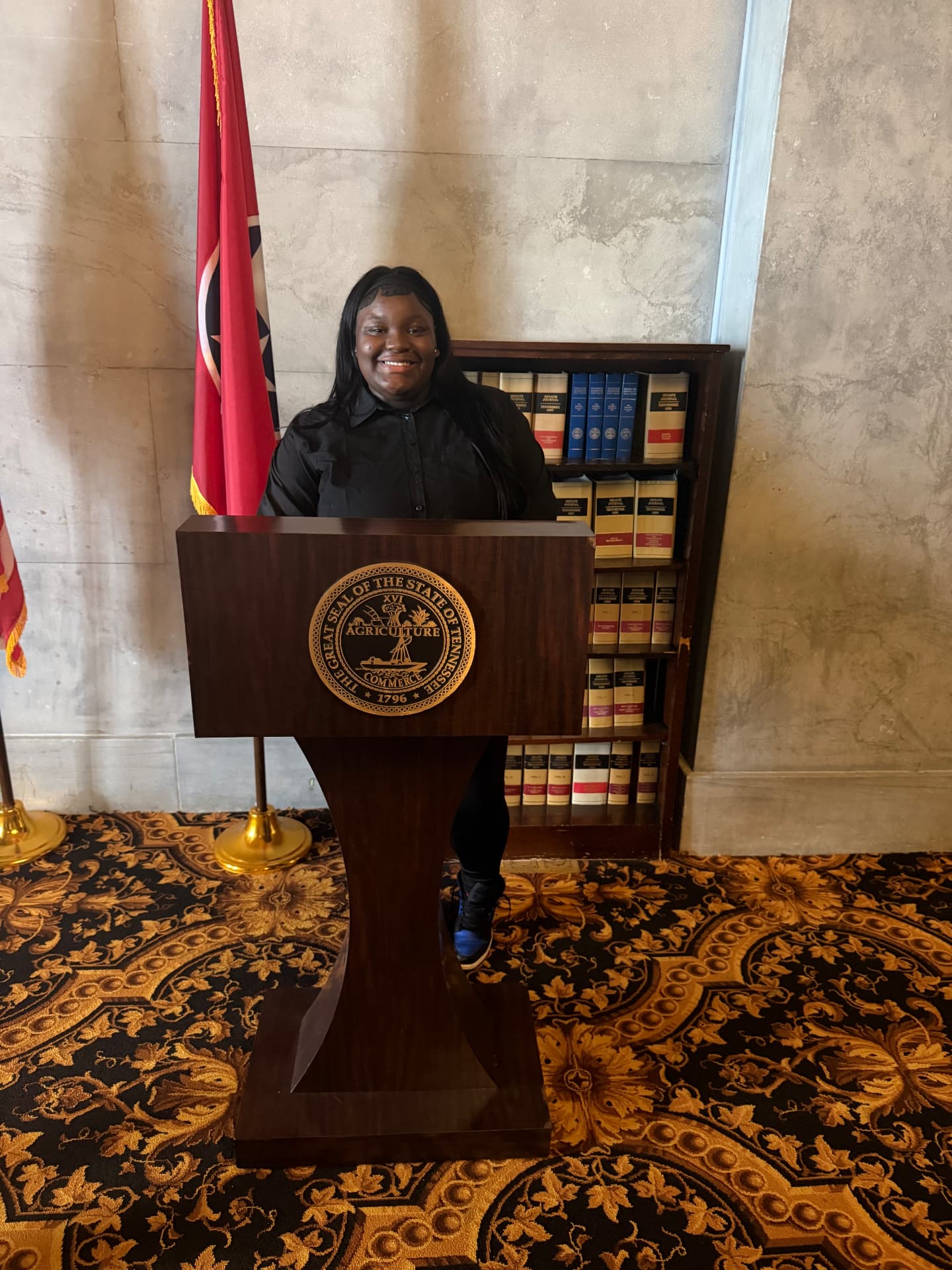 An LLS student at a Tennessee civic learning visit