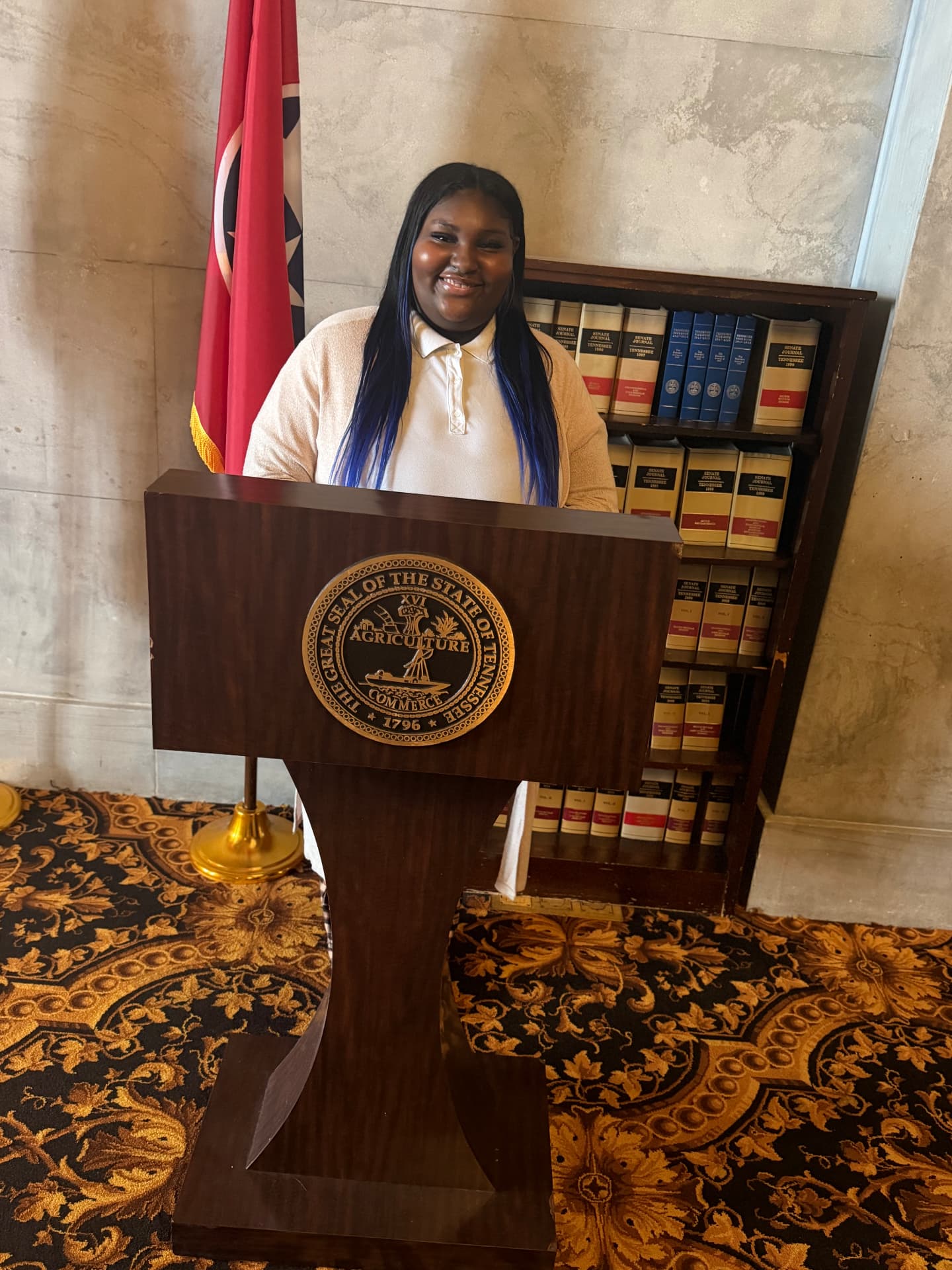 An LLS student at a Tennessee civic learning visit